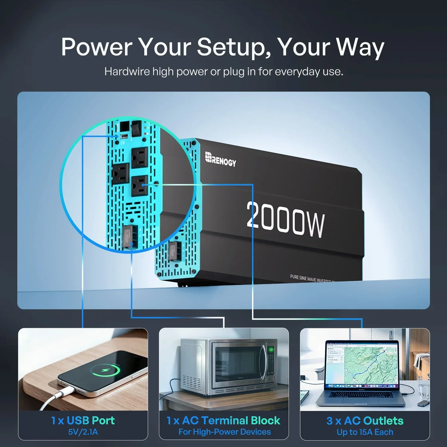 Renogy 2000W 12V Pure Sine Wave Inverter - view 4