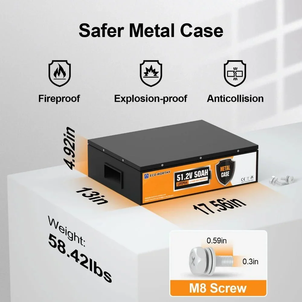 ECO-WORTHY 48V 50Ah Stackable LiFePO4 Battery - view 6
