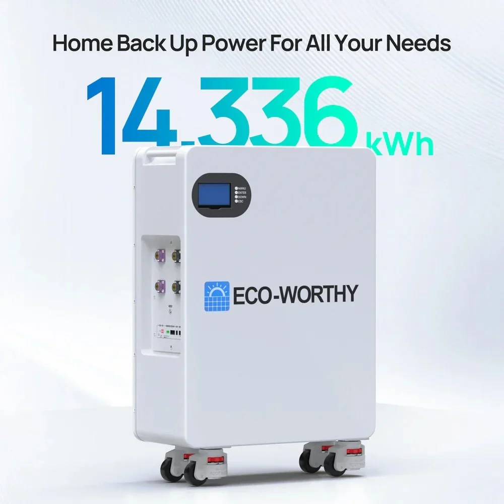 ECO-WORTHY 51.2V 280Ah LiFePO4 Floor Standing Battery with 4 Footmaster Nylon Wheels for Off-grid Home Energy Storage - view 2
