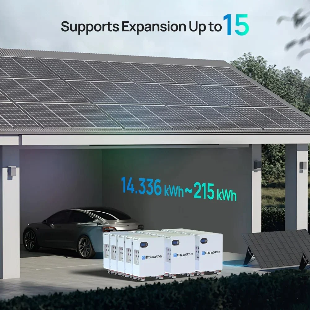 ECO-WORTHY 51.2V 280Ah LiFePO4 Floor Standing Battery with 4 Footmaster Nylon Wheels for Off-grid Home Energy Storage - view 3