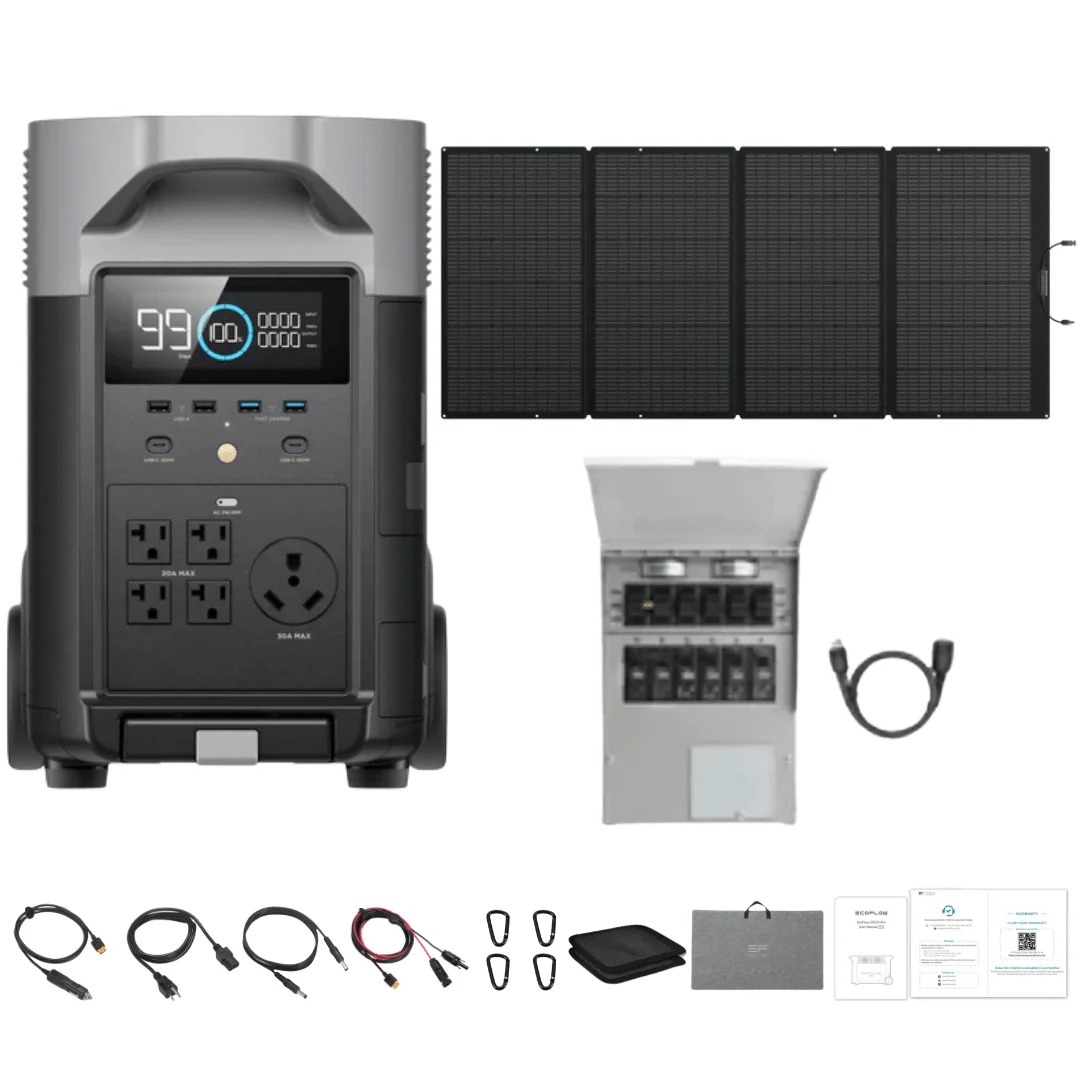 EcoFlow DELTA Pro + 400W Portable Solar Panel + Transfer Switch