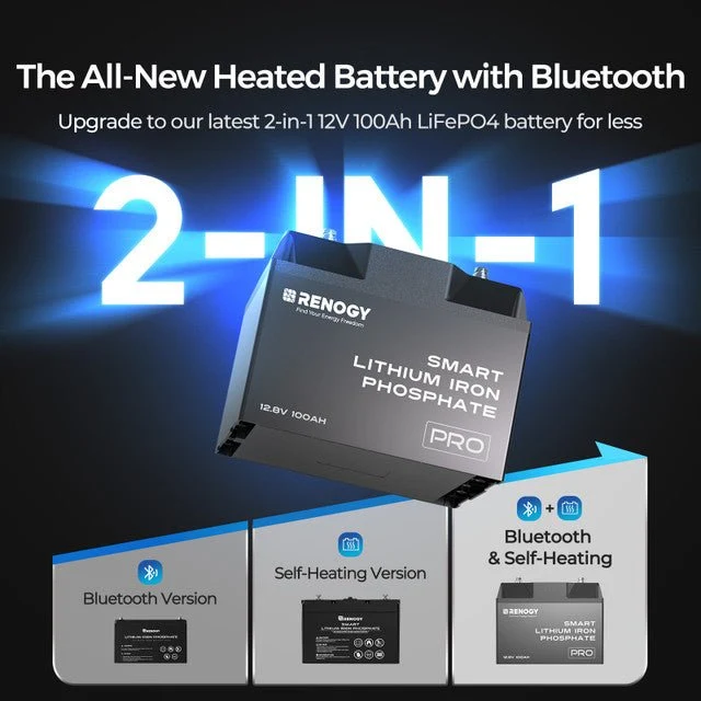 Renogy 12V 100Ah Pro Smart Self-Heating Lithium Iron Phosphate Battery With Bluetooth - view 2