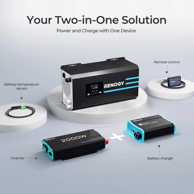 Renogy 2000W 12V Pure Sine Wave Inverter Charger w/ LCD Display - view 3