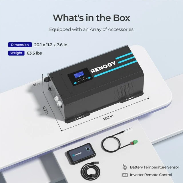Renogy 3000W 12V Pure Sine Wave Inverter Charger w/ LCD Display - view 2
