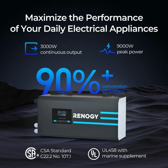 Renogy 3000W 12V Pure Sine Wave Inverter Charger w/ LCD Display - view 4