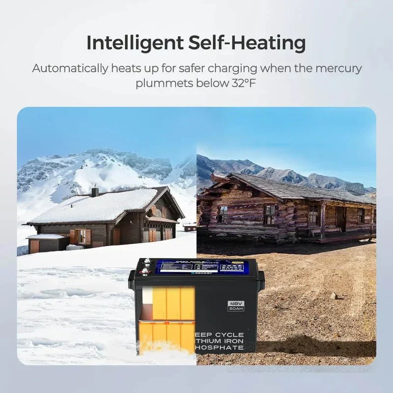 Renogy 48V 50Ah Smart Lithium Iron Phosphate Battery with Self-heating + Battery Monitor - view 3