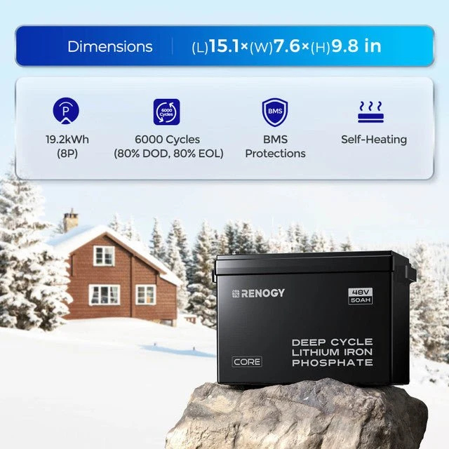 Renogy 48V 50Ah Smart Self-Heating Lithium Iron Phosphate Battery - view 10