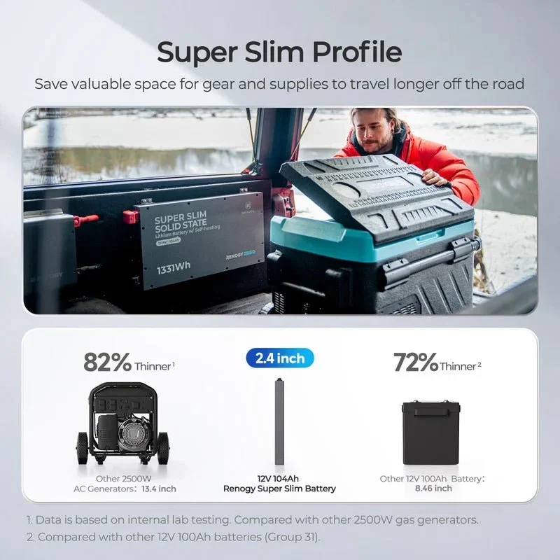 Renogy REGO 12V 104Ah Super Slim Lithium Iron Phosphate Battery with Self-Heating - view 6