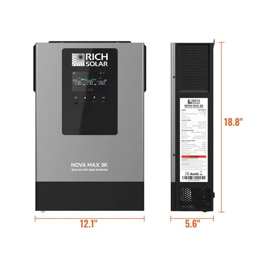 Rich Solar NOVA MAX 3K 2026 24V 3000W Off-Grid Hybrid Inverter - view 2