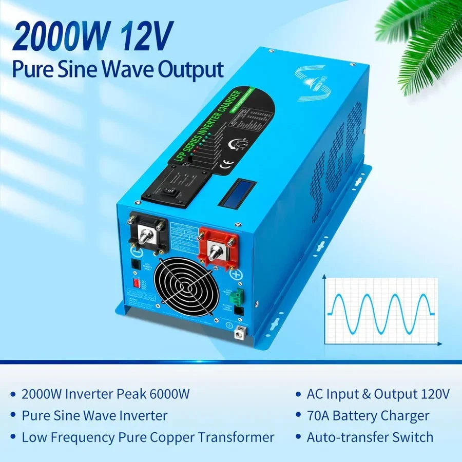 SunGoldPower 2000W DC 12V Pure Sine Wave Inverter With Charger - view 2