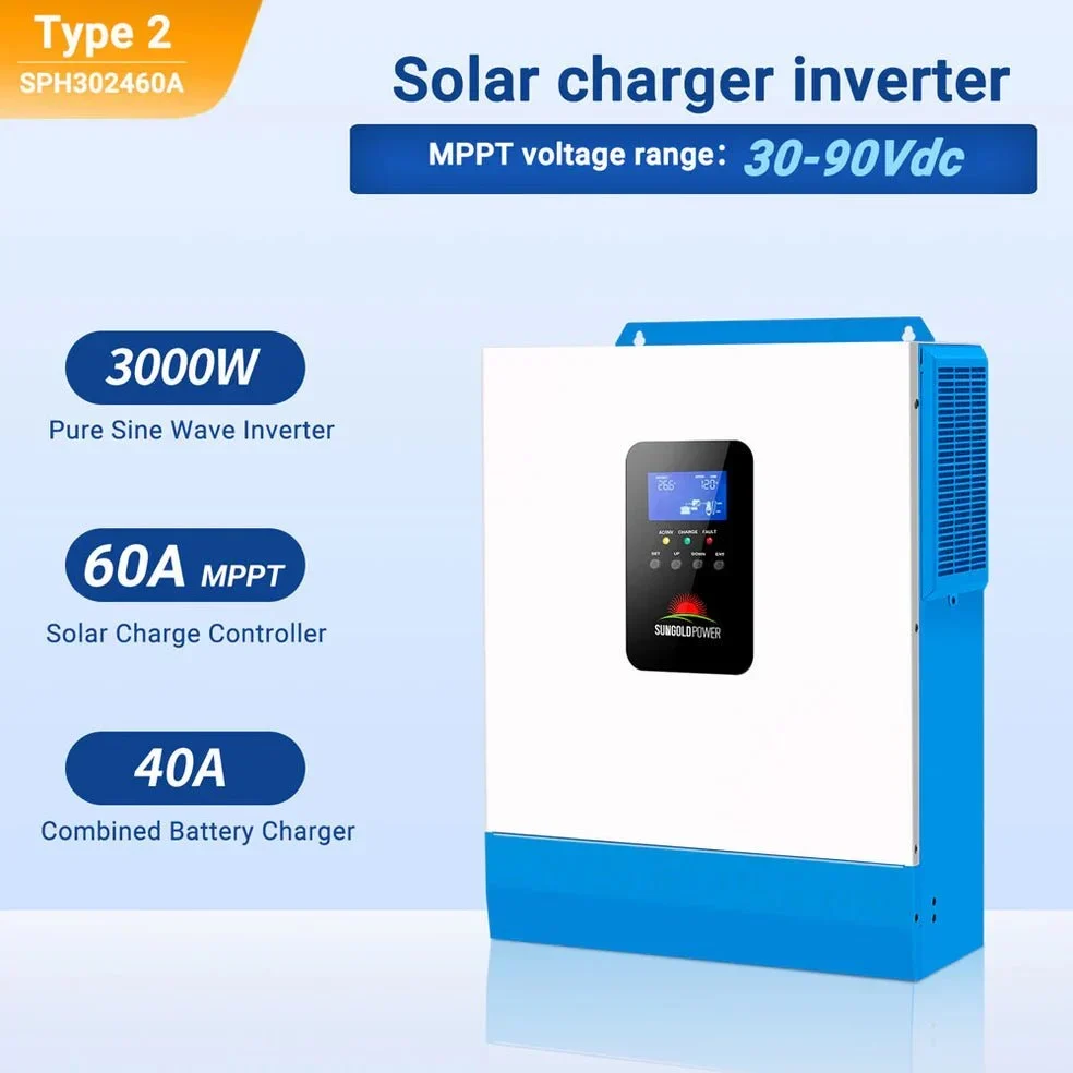 SunGoldPower 3000W 24V Solar Inverter Charger (SPH302460A) - view 2