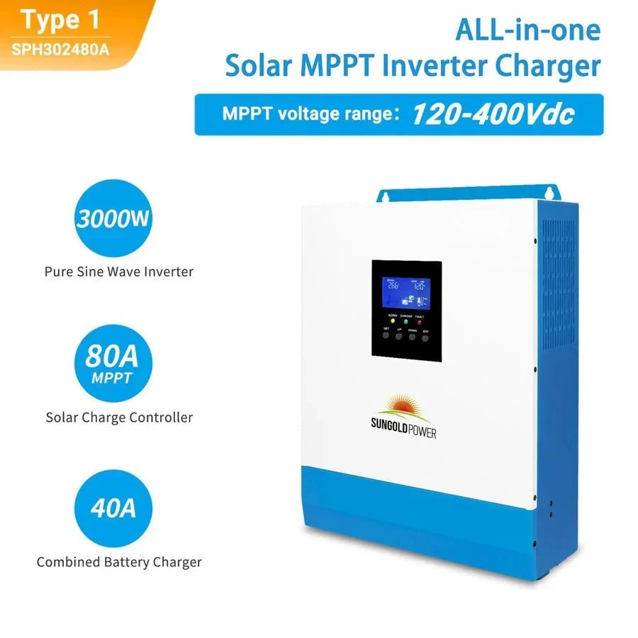 SunGoldPower 3000W 24V Solar Inverter Charger (SPH302480A) - view 2