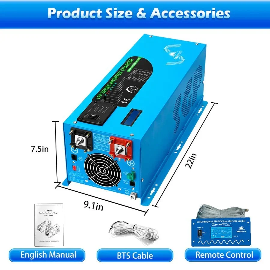 SunGoldPower 3000W DC 12V Pure Sine Wave Inverter With Charger - view 6