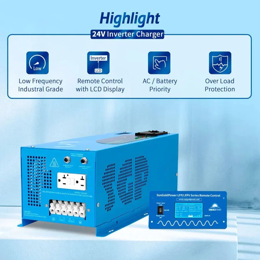 SunGoldPower 3000W DC 24V Pure Sine Wave Inverter With Charger - view 3