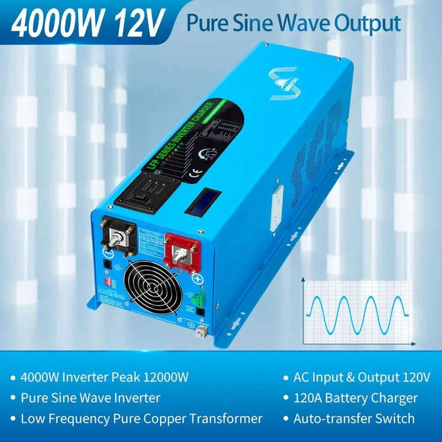 SunGoldPower 4000W DC 12V Pure Sine Wave Inverter With Charger - view 2