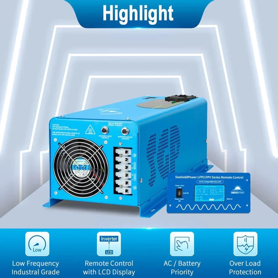 SunGoldPower 4000W DC 12V Pure Sine Wave Inverter With Charger - view 3