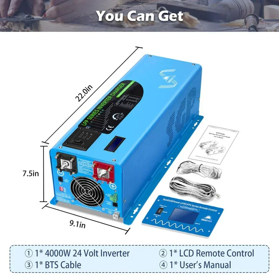 SunGoldPower 4000W DC 24V Split Phase Pure Sine Wave Inverter With Charger - view 6