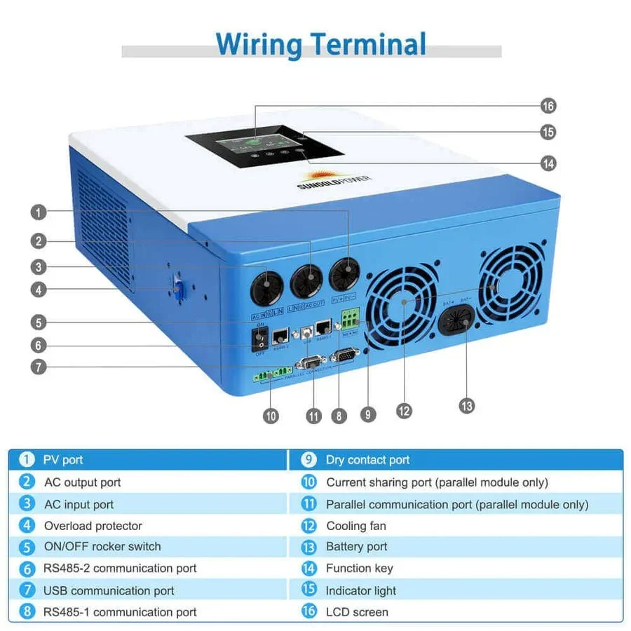 SunGoldPower 5000W 48V Solar Charger Inverter (SPH5048P) - view 7