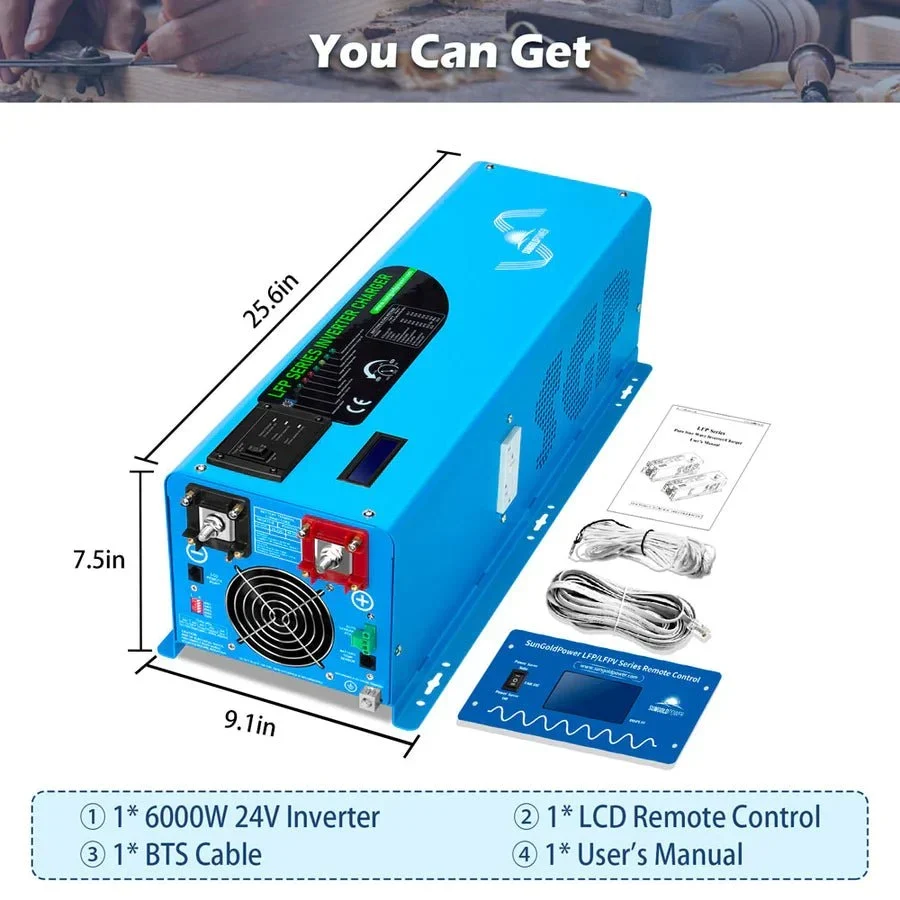 SunGoldPower 6000W DC 24V Split Phase Pure Sine Wave Inverter With Charger - view 6