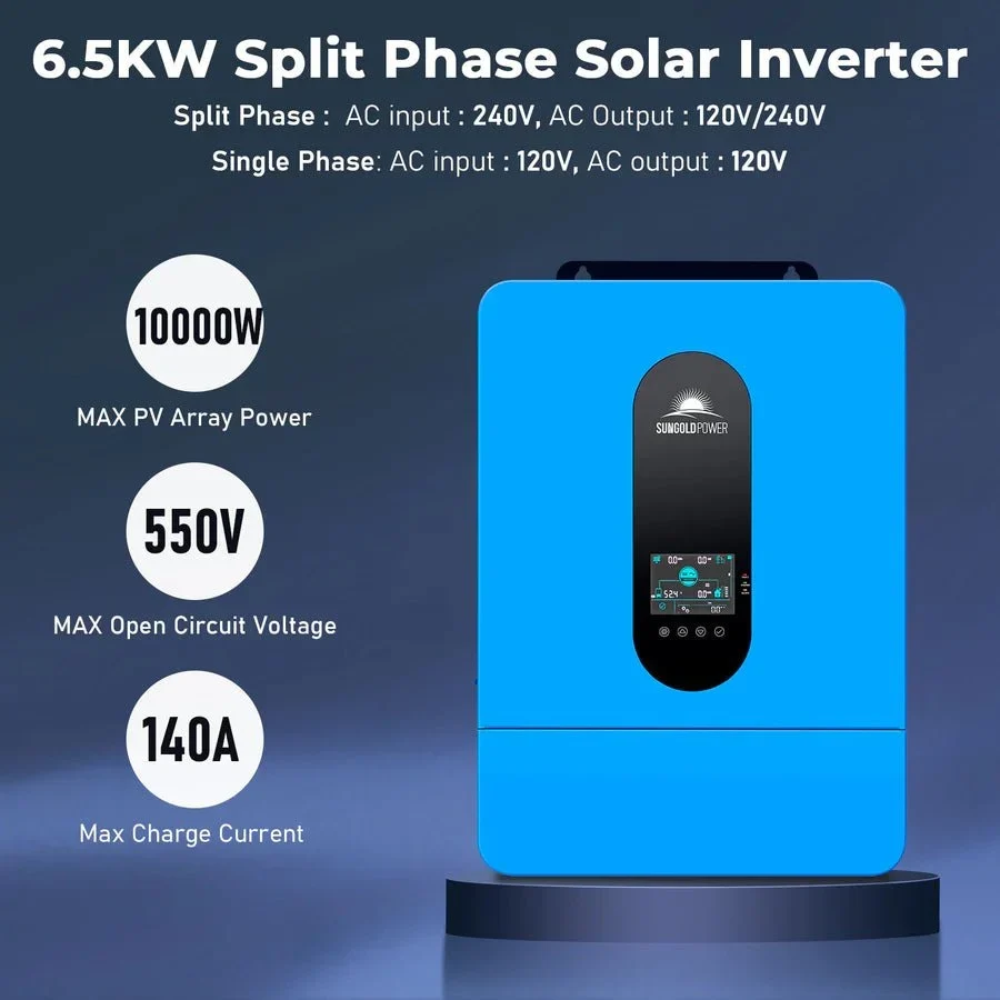 SunGoldPower 6.5kW 48V Split Phase Hybrid Solar Inverter - view 2