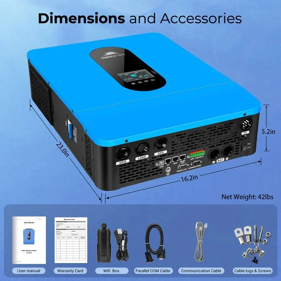 SunGoldPower 6.5kW 48V Split Phase Hybrid Solar Inverter - view 8