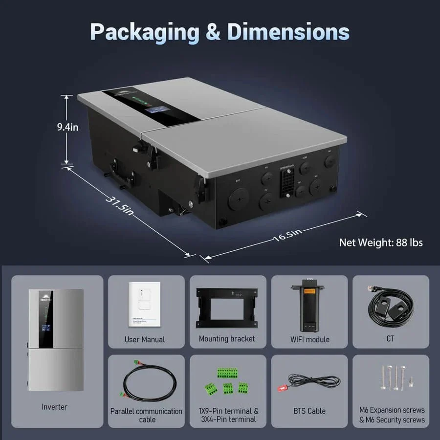 SunGoldPower 7.6KW 48V Split Phase Hybrid Solar Inverter - view 7