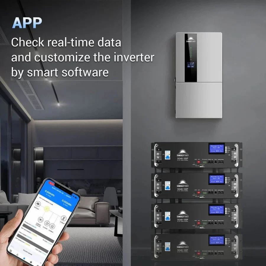 SunGoldPower 7.6KW 48V Split Phase Hybrid Solar Inverter - view 4